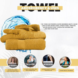 Gc Gaveno Cavailia 2Pk Miami Bath Sheet 90X140 Ochre 700 Gsm Quick Drying & Super Absorbent Bath Sheet Set - thumbnail 3