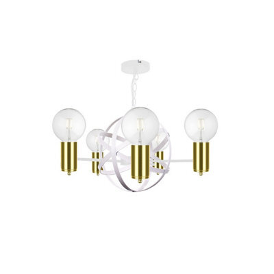 Luminosa Lighting Luminosa Solar Pendant Ceiling Light White, Gold, 60Cm, 5X E27