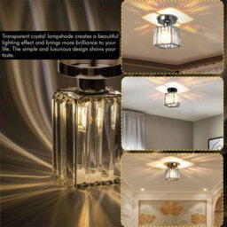 Modern Crystal Semi Flush Mount Ceiling Light Elegant Fixture For Kitchen, Living Room, Bedroom - thumbnail 2