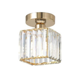 Modern Crystal Semi Flush Mount Ceiling Light Elegant Fixture For Kitchen, Living Room, Bedroom