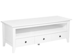 Wyld And Coco 61 Inch White Tv Stand Rustic 3 Drawers With Cable Management - thumbnail 2