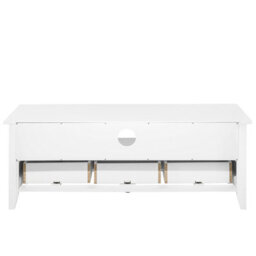 Wyld And Coco 61 Inch White Tv Stand Rustic 3 Drawers With Cable Management - thumbnail 7