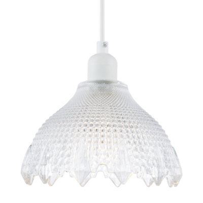 Happy Homewares Classic Ornate Round Clear Glass Pendant Shade With Moulded Design - image 1