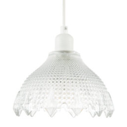 Happy Homewares Classic Ornate Round Clear Glass Pendant Shade With Moulded Design - thumbnail 2