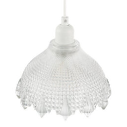 Happy Homewares Classic Ornate Round Clear Glass Pendant Shade With Moulded Design - thumbnail 3