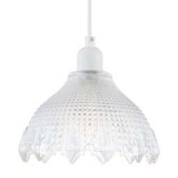 Happy Homewares Classic Ornate Round Clear Glass Pendant Shade With Moulded Design - thumbnail 1