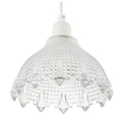 Happy Homewares Classic Ornate Round Clear Glass Pendant Shade With Moulded Design - thumbnail 4