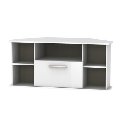 Trent Corner Tv Unit In White Gloss (Ready Assembled)