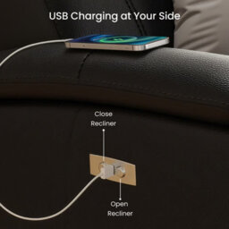Flexispot Electric Leather Recliner Chairs Xr5 With Usb Charging Port In Black - thumbnail 3
