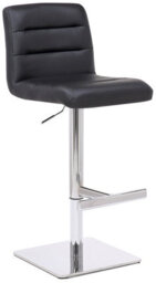 Lamboro Luscious Deluxe Real Leather Breakfast Bar Stool, Chrome Footrest, Adjustable Swivel Gas Lift, Home Bar & Kitchen Barstool, Black - thumbnail 1
