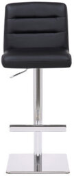 Lamboro Luscious Deluxe Real Leather Breakfast Bar Stool, Chrome Footrest, Adjustable Swivel Gas Lift, Home Bar & Kitchen Barstool, Black - thumbnail 3