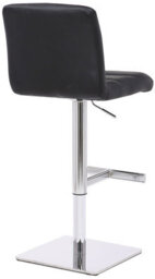 Lamboro Luscious Deluxe Real Leather Breakfast Bar Stool, Chrome Footrest, Adjustable Swivel Gas Lift, Home Bar & Kitchen Barstool, Black - thumbnail 4