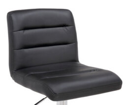 Lamboro Luscious Deluxe Real Leather Breakfast Bar Stool, Chrome Footrest, Adjustable Swivel Gas Lift, Home Bar & Kitchen Barstool, Black - thumbnail 7
