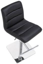 Lamboro Luscious Deluxe Real Leather Breakfast Bar Stool, Chrome Footrest, Adjustable Swivel Gas Lift, Home Bar & Kitchen Barstool, Black - thumbnail 6