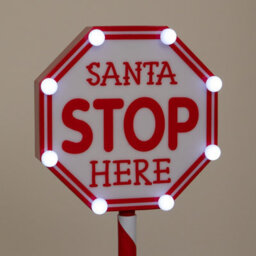 Samuel Alexander 57Cm Santa Stop Here Light Up Christmas Sign With 8 White Leds - thumbnail 4
