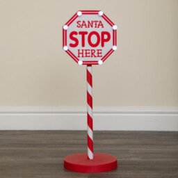 Samuel Alexander 57Cm Santa Stop Here Light Up Christmas Sign With 8 White Leds - thumbnail 9