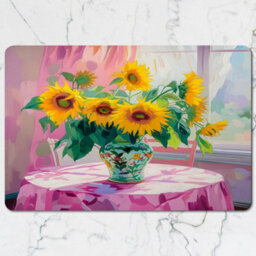 Benjamin Tate Design Sunflower Vase Placemats And Coasters Set In Artwork Collection With Premium Print And Wood Base Limited Edition - thumbnail 2