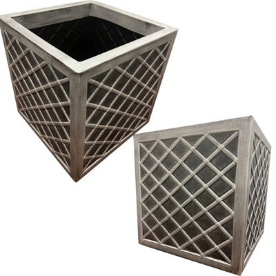 STAR SUPPLIES 2X Large Square Lazio Effect Planters For Garden Indoor & Outdoor Patio Planters Pots