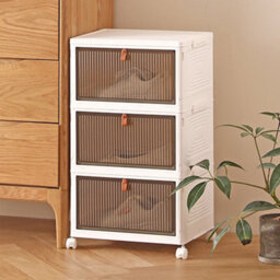 Living And Home 3 Tiers White Thicken Stackable Foldable Plastic Closet Shoe Storage Box With Wheels
