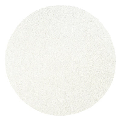 Livabliss Round Cloudy Shaggy-Solid Color Ivory Plush Soft Pile Living Bedroom Rug 160 X 160 Cm Easy Care, Non Shedding - image 1