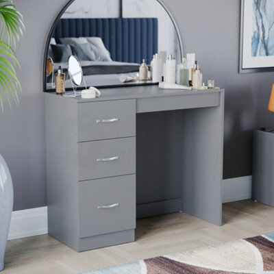 Lassic Vida Designs Riano Grey 3 Drawer Bedroom Vanity Dressing Table - image 1