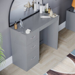 Lassic Vida Designs Riano Grey 3 Drawer Bedroom Vanity Dressing Table - thumbnail 5