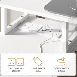 Yaheetech White 120 Cm L Shaped Wooden Computer Desk With Charging Station & 4 Drawers - thumbnail 4