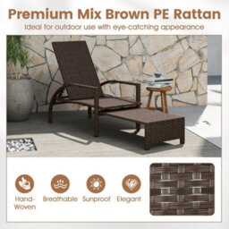 Outdoor Chaise Lounge Chair Patio Wicker Chaise Lounger - thumbnail 4