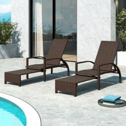 Outdoor Chaise Lounge Chair Patio Wicker Chaise Lounger - thumbnail 5