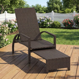 Outdoor Chaise Lounge Chair Patio Wicker Chaise Lounger - thumbnail 3