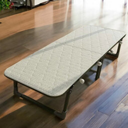 2 Fold Single Folding Bed With Wheels Portable Rollaway Fold Away Guest Bed Metal Frame - thumbnail 1