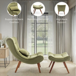 Velvet Sage Green Katia Accent Chair With Footstool - thumbnail 8