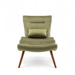 Velvet Sage Green Katia Accent Chair With Footstool - thumbnail 2