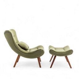 Velvet Sage Green Katia Accent Chair With Footstool - thumbnail 4