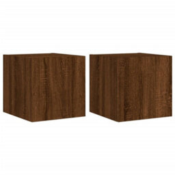 Berkfield Tv Wall Cabinets With Led Lights 2 Pcs Brown Oak 30.5X35X30 Cm - thumbnail 2