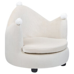 Beliani Kids Armchair Crown Vega Velvet Light Beige - thumbnail 1