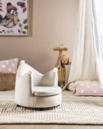 Beliani Kids Armchair Crown Vega Velvet Light Beige - thumbnail 2