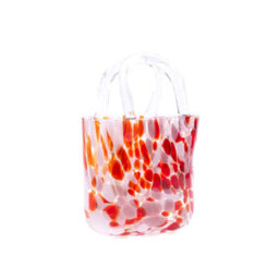 Elegant Handbag-Style Small Red Fleck Design Thick Glass Flower Vase