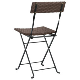 Berkfield Folding Bistro Chairs 8 Pcs Brown Poly Rattan And Steel - thumbnail 7