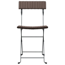 Berkfield Folding Bistro Chairs 8 Pcs Brown Poly Rattan And Steel - thumbnail 4
