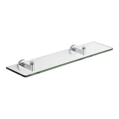 Homestylestore Wall Mounted Bathroom Glass Shelf With Chrome Brackets 500mm - image 1