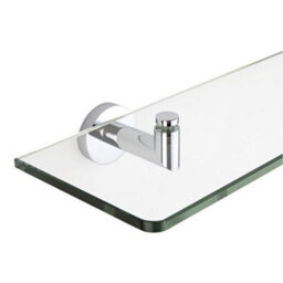 Homestylestore Wall Mounted Bathroom Glass Shelf With Chrome Brackets 500mm - thumbnail 2