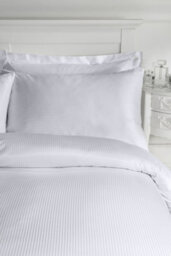 Catherine Lansfield Satin Stripe 300 Thread Count Standard 50X75Cm + Border Pack Of 2 Pillow Cases With Envelope Closure Grey