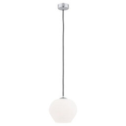 Luminosa Lighting Luminosa Kalimera 20Cm Globe Pendant Ceiling Light Opal Matt, Chrome - thumbnail 1