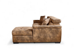 Faux Leather Suede Brown  Corner Sofa Bed With Storage 2C1 Sofabed - thumbnail 6