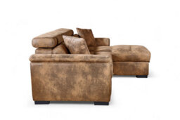 Faux Leather Suede Brown  Corner Sofa Bed With Storage 2C1 Sofabed - thumbnail 5