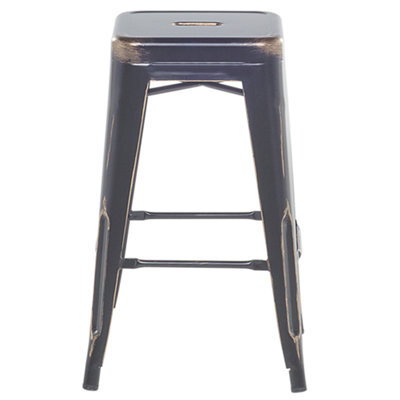 Wyld And Coco Set Of 2 Bar Stools Black Gold Steel 60Cm Stackable - Industrial Design - image 1