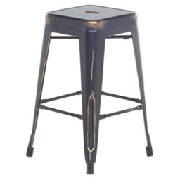 Wyld And Coco Set Of 2 Bar Stools Black Gold Steel 60Cm Stackable - Industrial Design - thumbnail 5