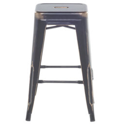 Wyld And Coco Set Of 2 Bar Stools Black Gold Steel 60Cm Stackable - Industrial Design - thumbnail 1