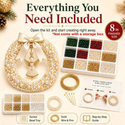 Amorly Diy Christmas Pearl Wreath Kit, Handmade Beaded Holiday Door Decor With Beads,ribbon And Instructions,craft Gift (Angel Blessings) - thumbnail 5